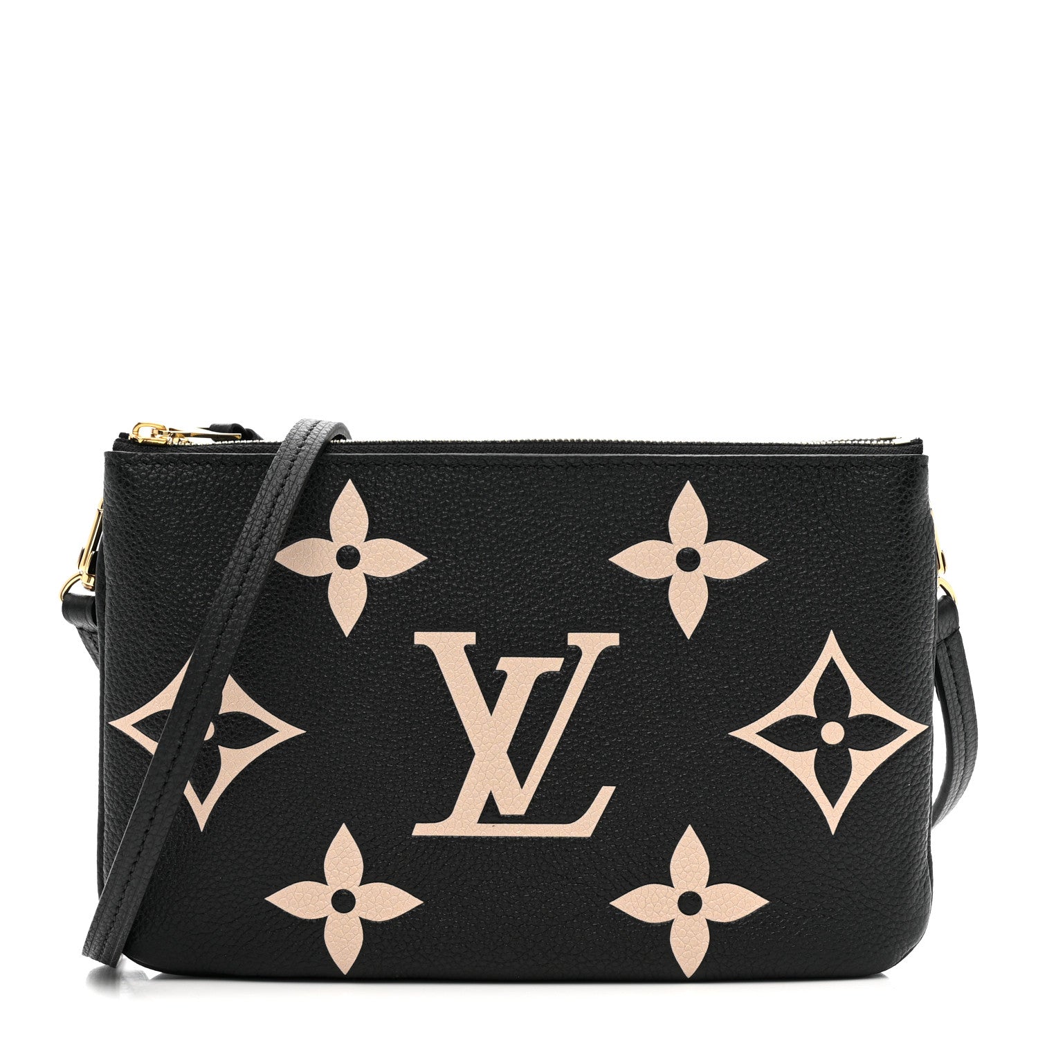 Louis Vuitton Empreinte Monogram Giant Double Zip Pochette Black Cream 1 of 11