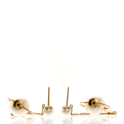 Christian Dior Pearl Tribales Dangle Chain Earrings Gold 4 of 5