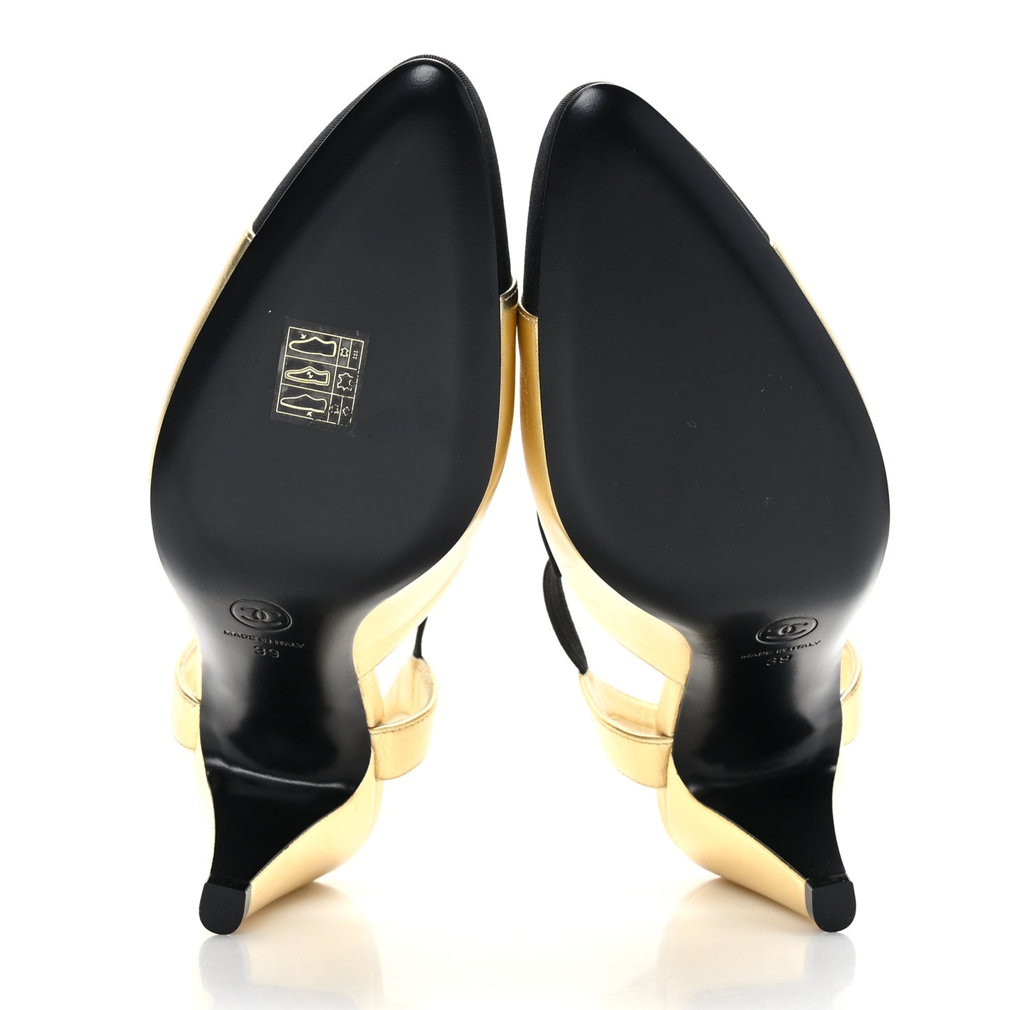 Laminated Lambskin Grosgrain Cap Toe CC Pumps 39 Gold Black