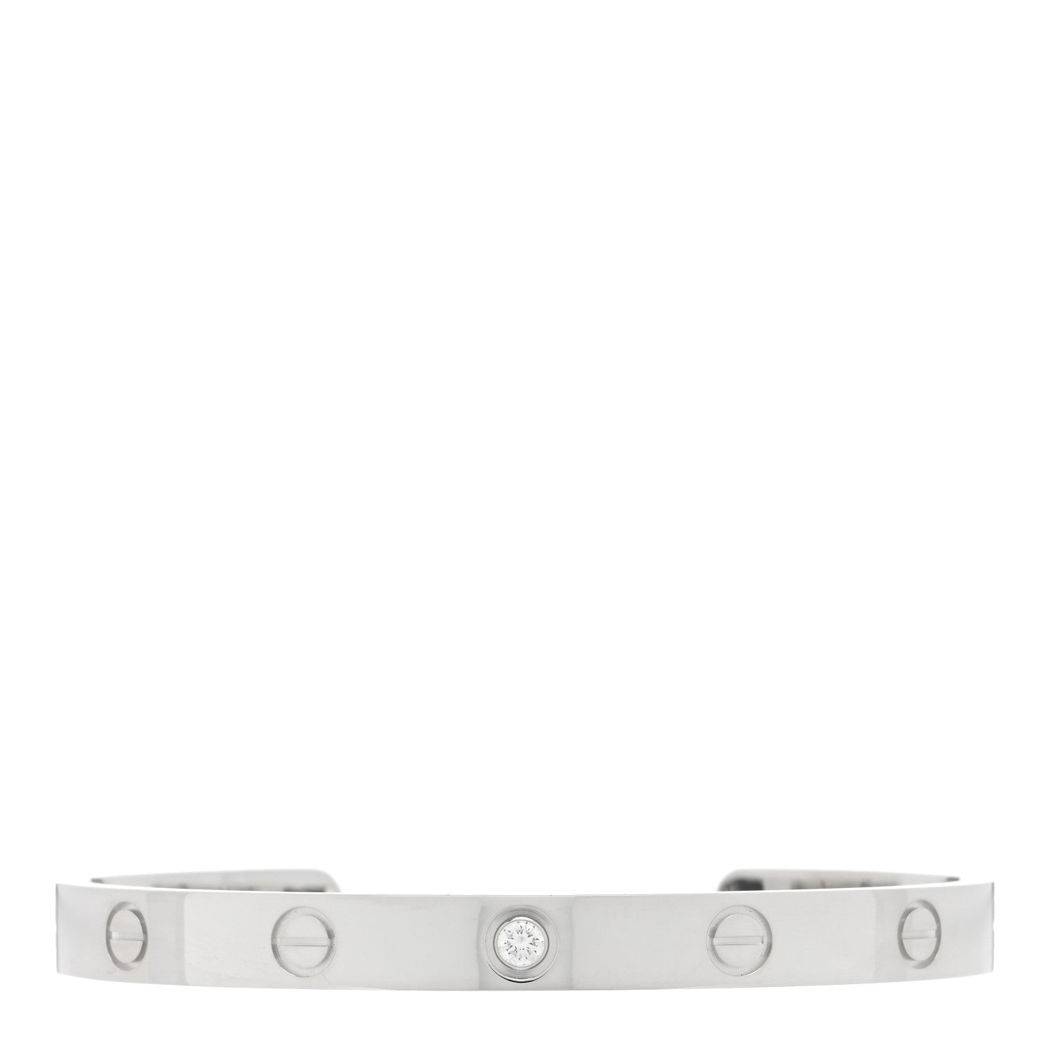Cartier 18K White Gold 1 Diamond LOVE Cuff Bracelet 17 1 of 3