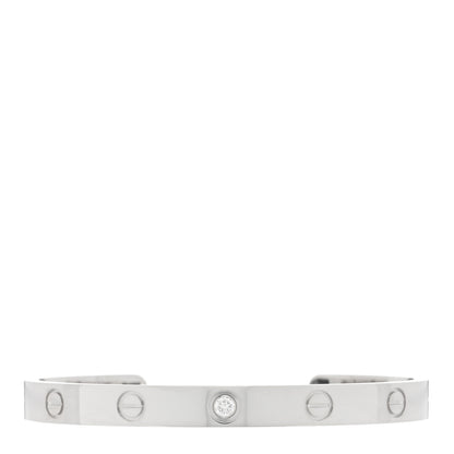Cartier 18K White Gold 1 Diamond LOVE Cuff Bracelet 17 1 of 3