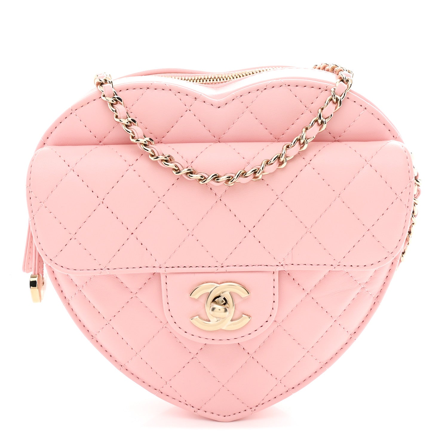Chanel Lambskin Quilted Large CC In Love Heart Bag Light Pink 1 of 11
