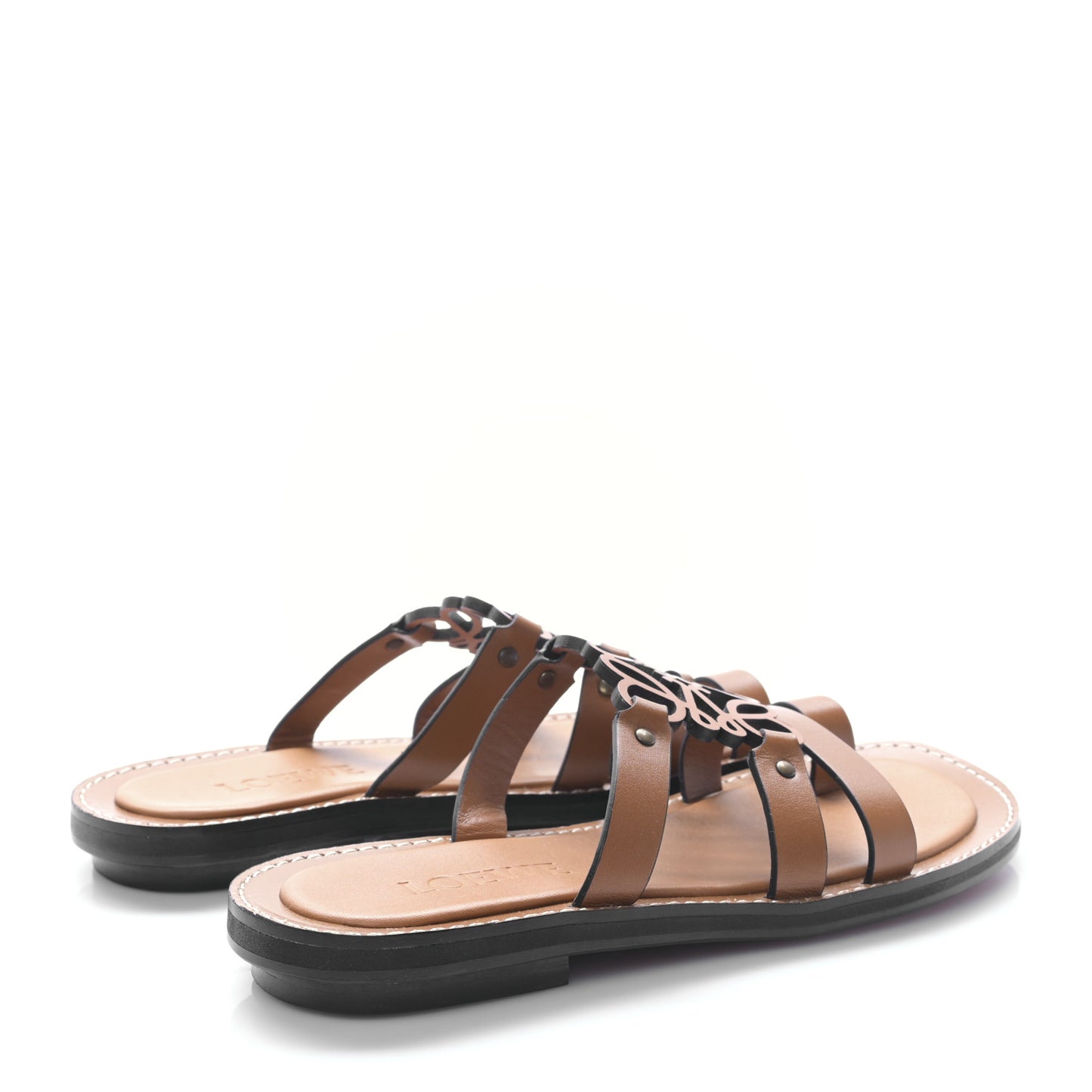 Calfskin Anagram Mule Sandals 37 Tan Natural