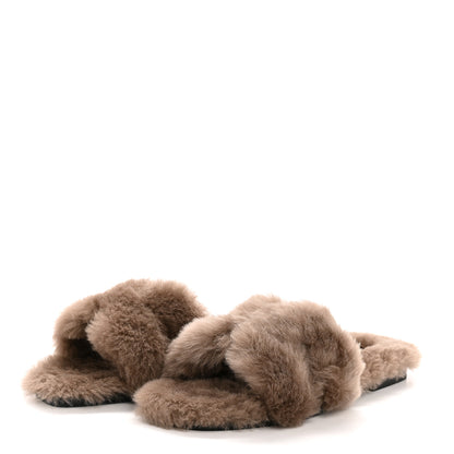 Hermes Woolskin Oran Sandals 38 Etoupe 4 of 8