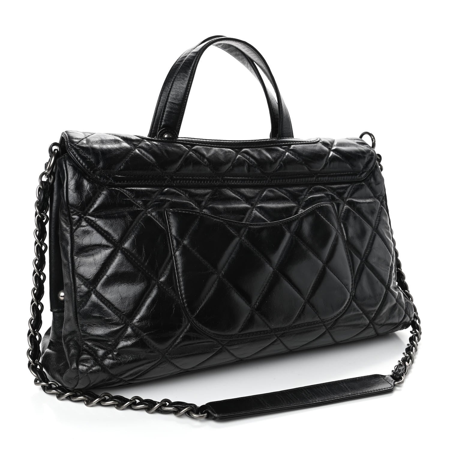 Chanel Glazed Calfskin Boy Satchel Flap Black 2 of 5