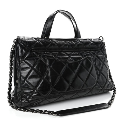 Chanel Glazed Calfskin Boy Satchel Flap Black 2 of 5