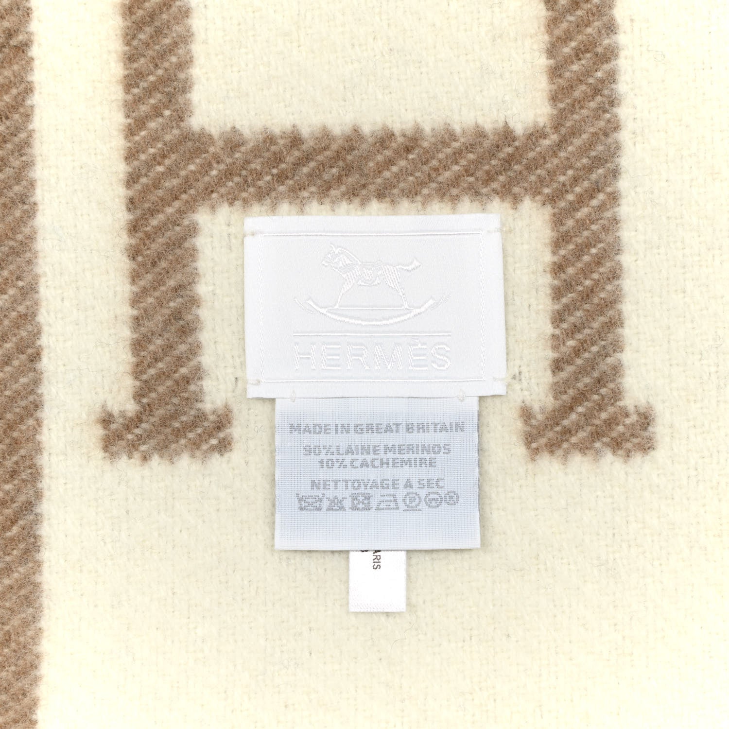 Hermes Wool Cashmere Avalon Baby Blanket Noisette Moyen White 3 of 4