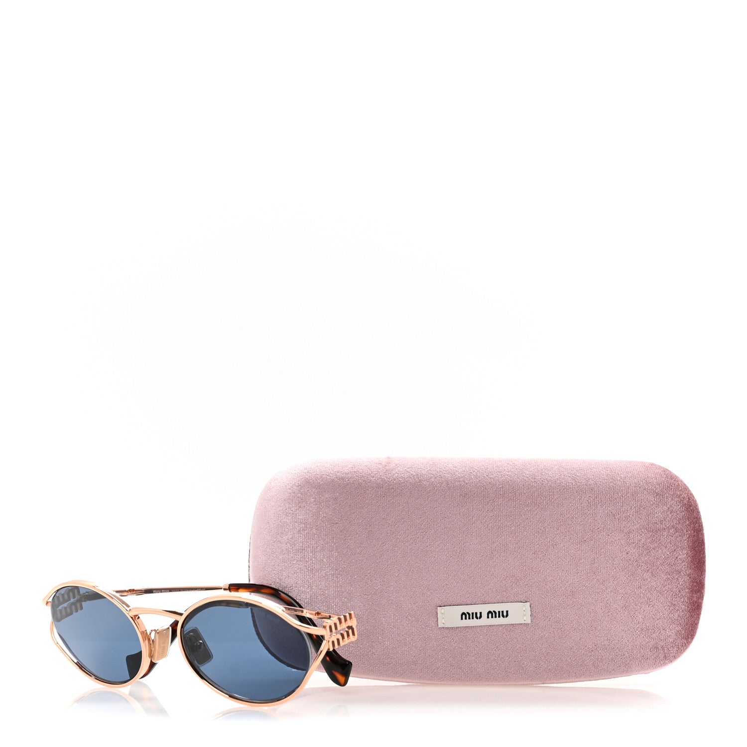 Miu Miu Metal Oval Sunglasses SMU52Y Black Rose Gold 9 of 9