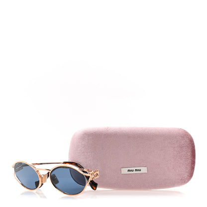 Miu Miu Metal Oval Sunglasses SMU52Y Black Rose Gold 9 of 9
