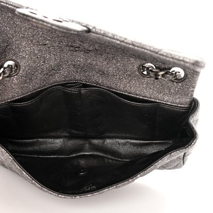Chanel Metallic Crackled Calfskin Quilted East West Flap Dark Silver 4 of 10