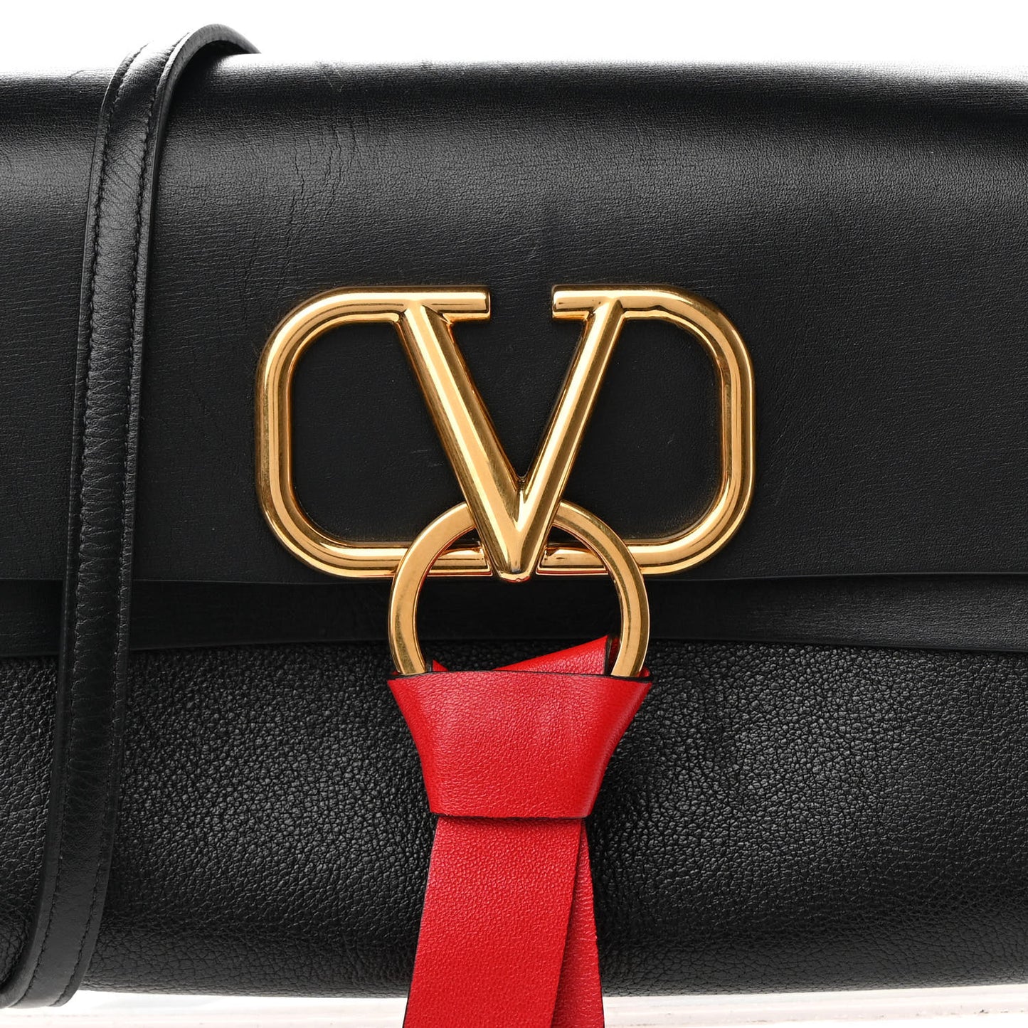 Smooth Calfskin Small VRing Crossbody Bag Black