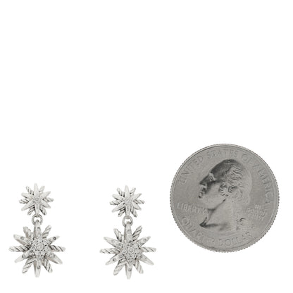 David Yurman Sterling Silver Diamond Starburst Double Drop Earrings 2 of 4