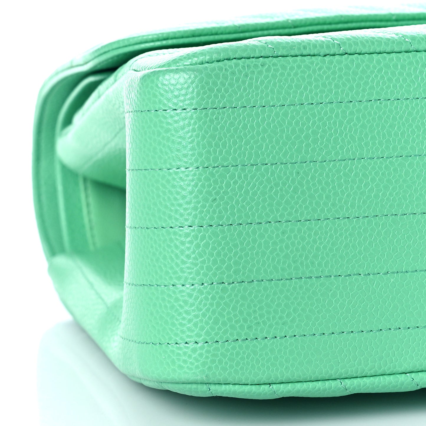 Caviar Chevron Quilted Jumbo Double Flap Green