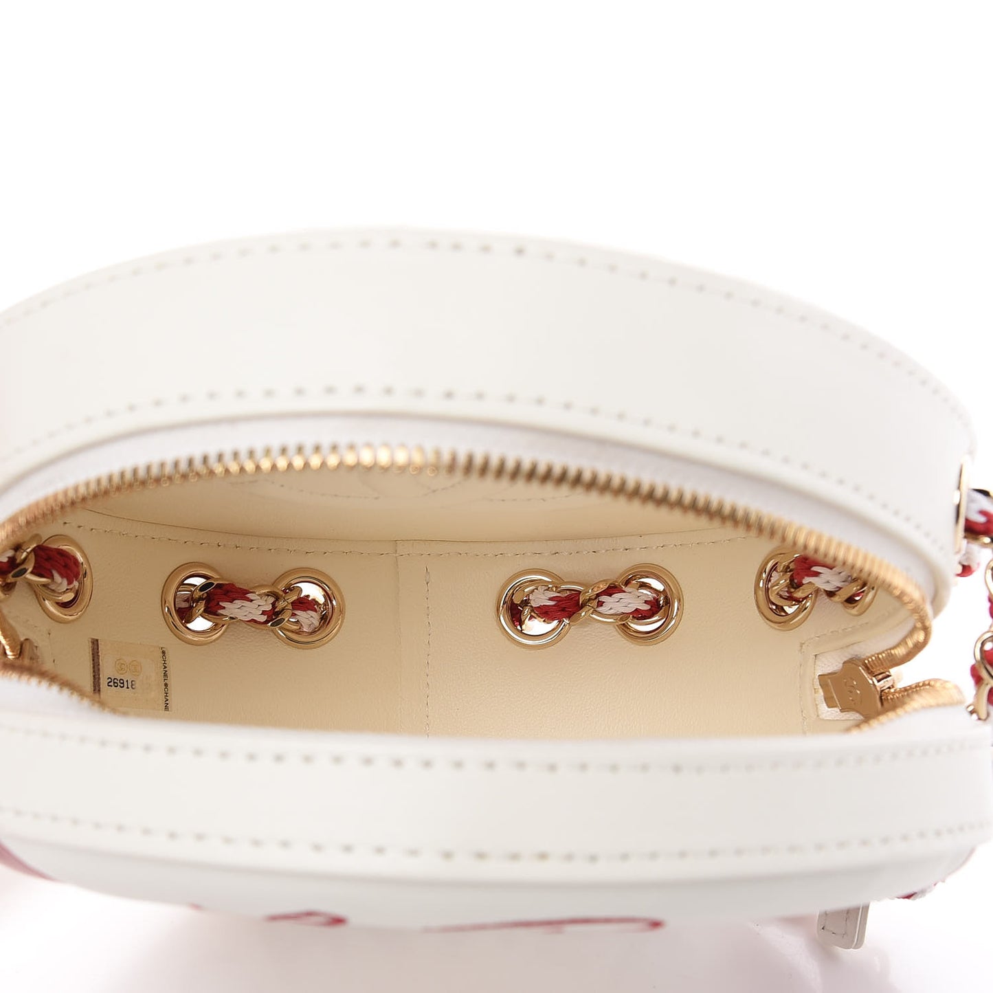 Lambskin Coco Lifesaver Round Bag Red White