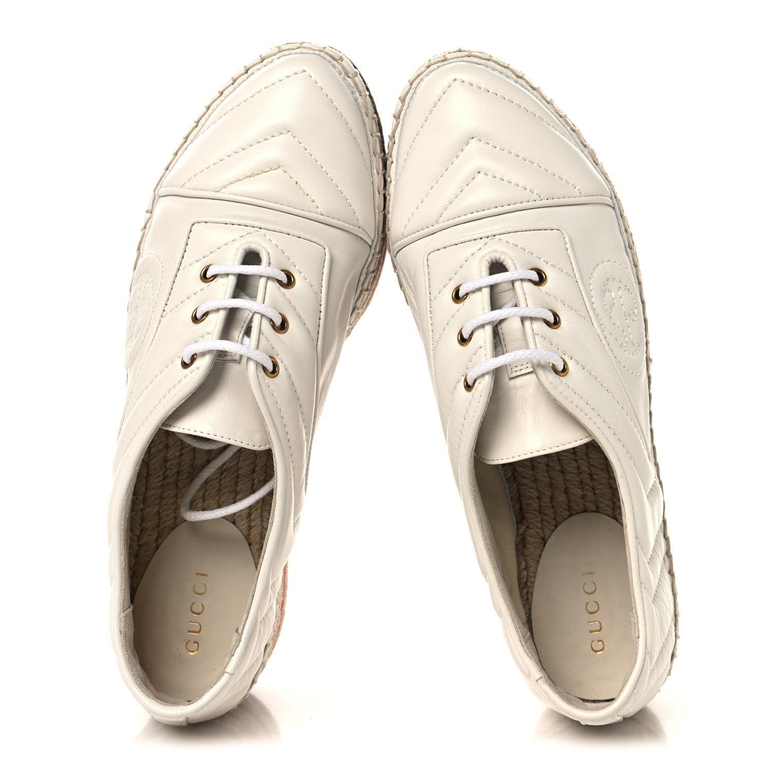Gucci Nappa Matelasse GG Pilar Flatform Lace-Up Espadrilles 36.5 Great White 2 of 9