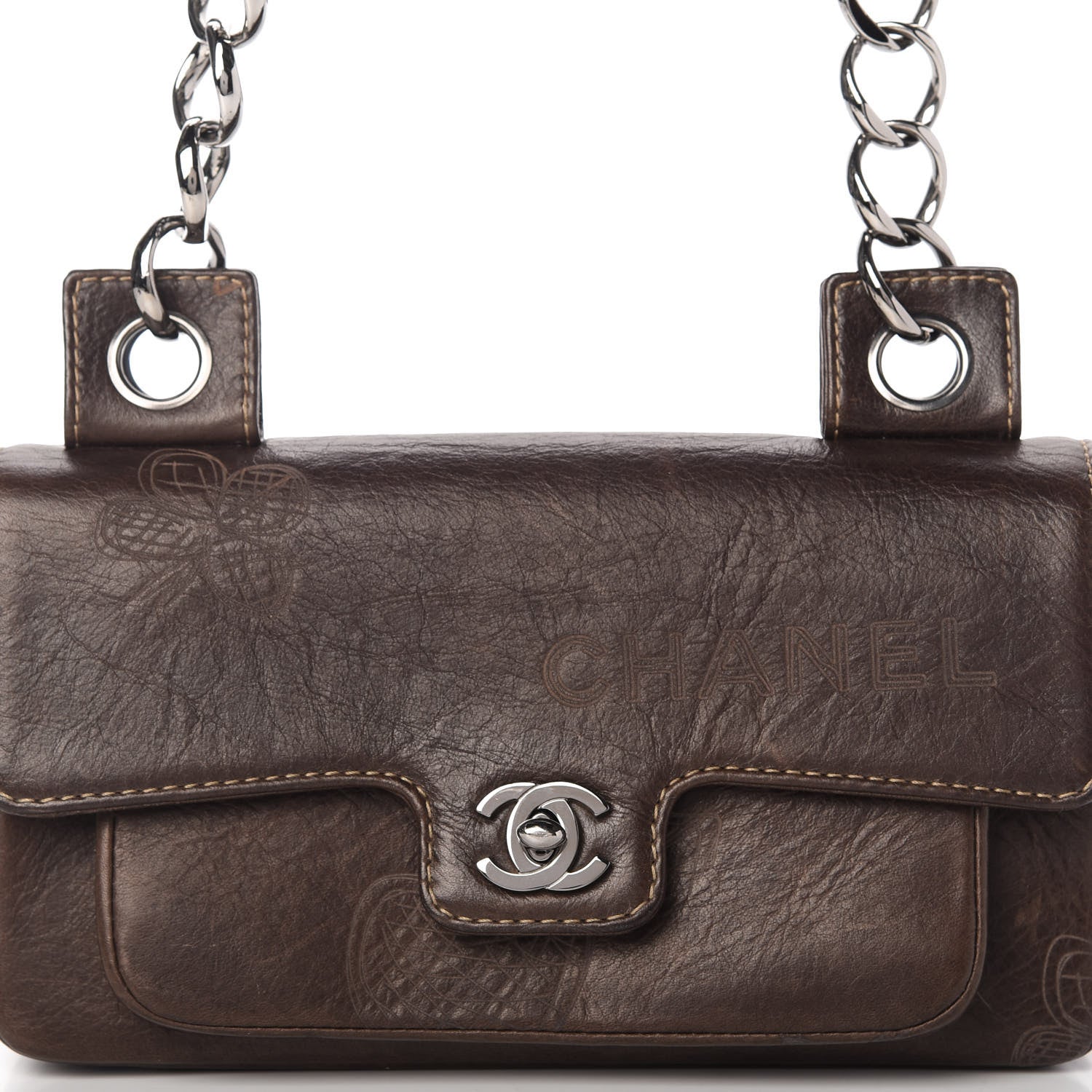 Chanel Calfskin Graffiti Flap Brown 10 of 10