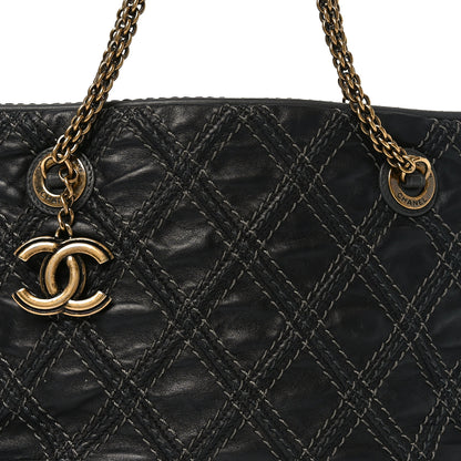 Chanel Calfskin Quilted Stitch Triptych Tote Black 7 of 9