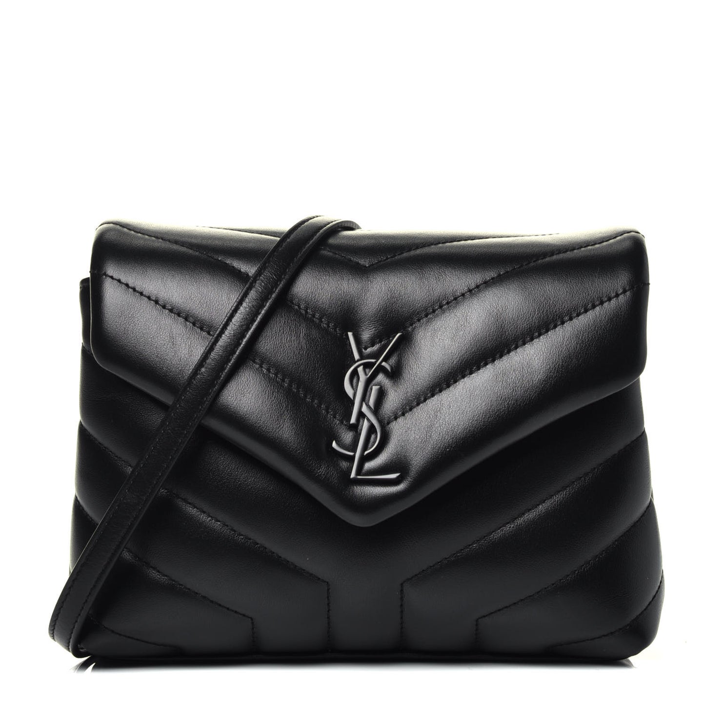 Calfskin Y Quilted Monogram Toy Loulou Crossbody Bag Black