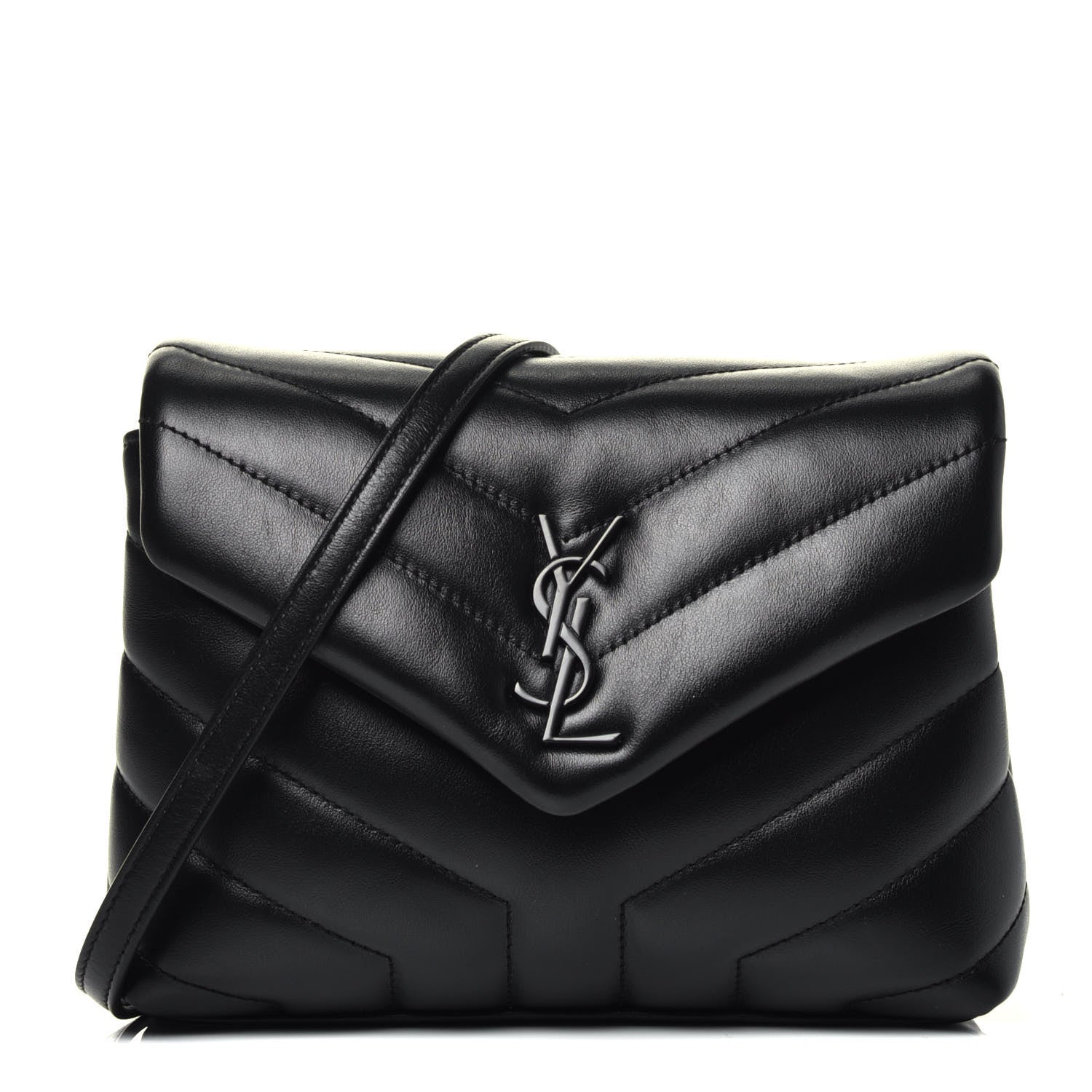 Saint Laurent Calfskin Y Quilted Monogram Toy Loulou Crossbody Bag Black 1 of 9
