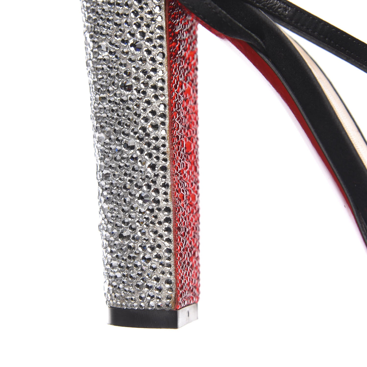Christian Louboutin Crepe Satin Strass Au Palace 120 Sandals 38.5 Black 9 of 9