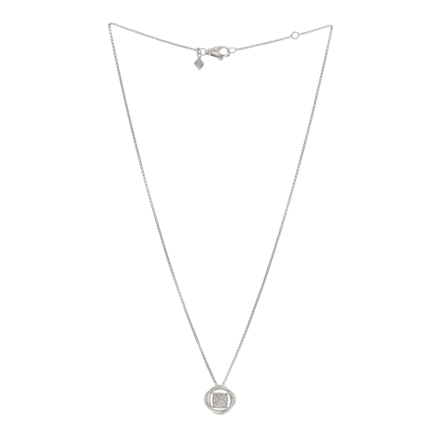 David Yurman Sterling Silver Diamond 13mm Infinity Pendant Necklace 2 of 3