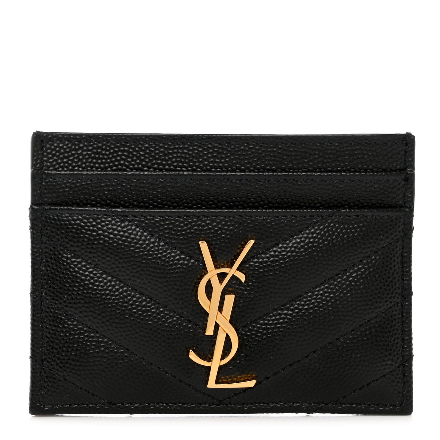 Grain De Poudre Matelasse Chevron Monogram Credit Card Case Black