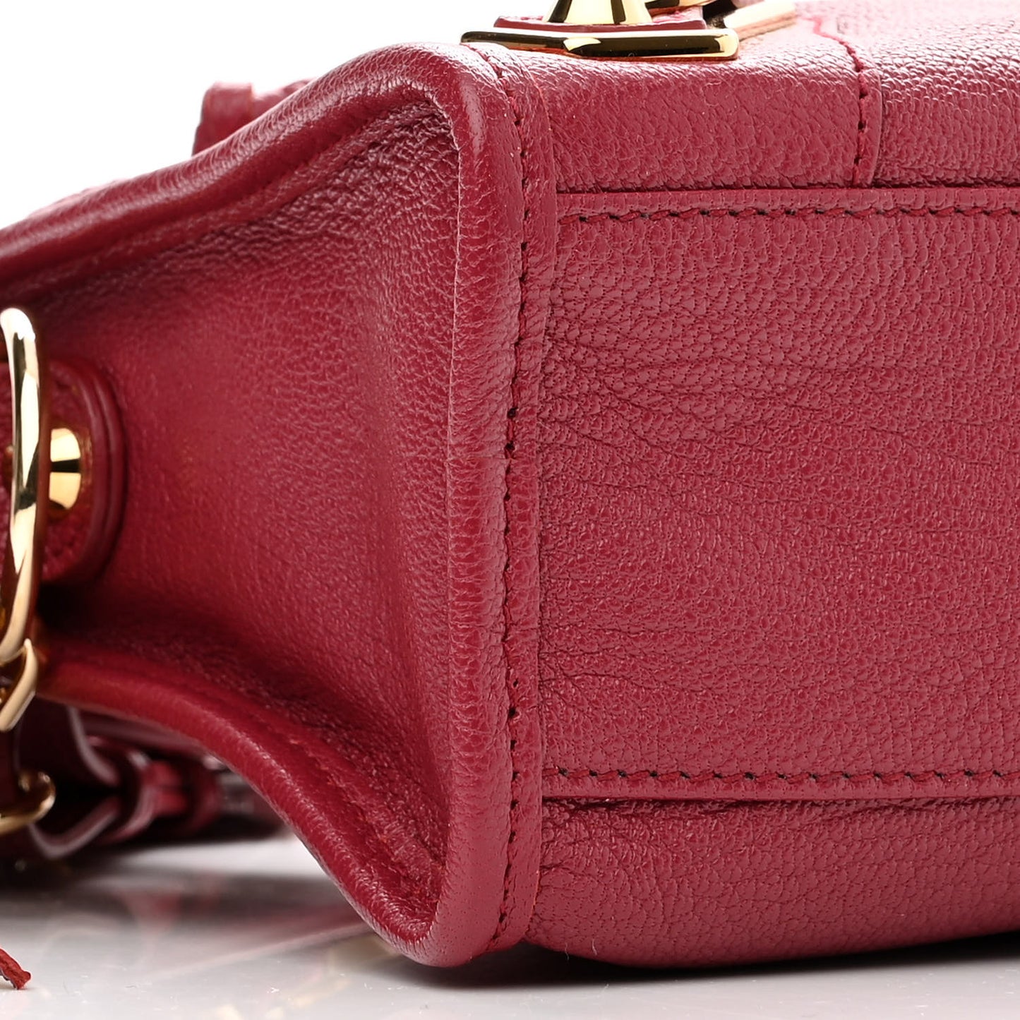 Chevre Gold Metallic Edge Hardware Mini City Rouge Grenat