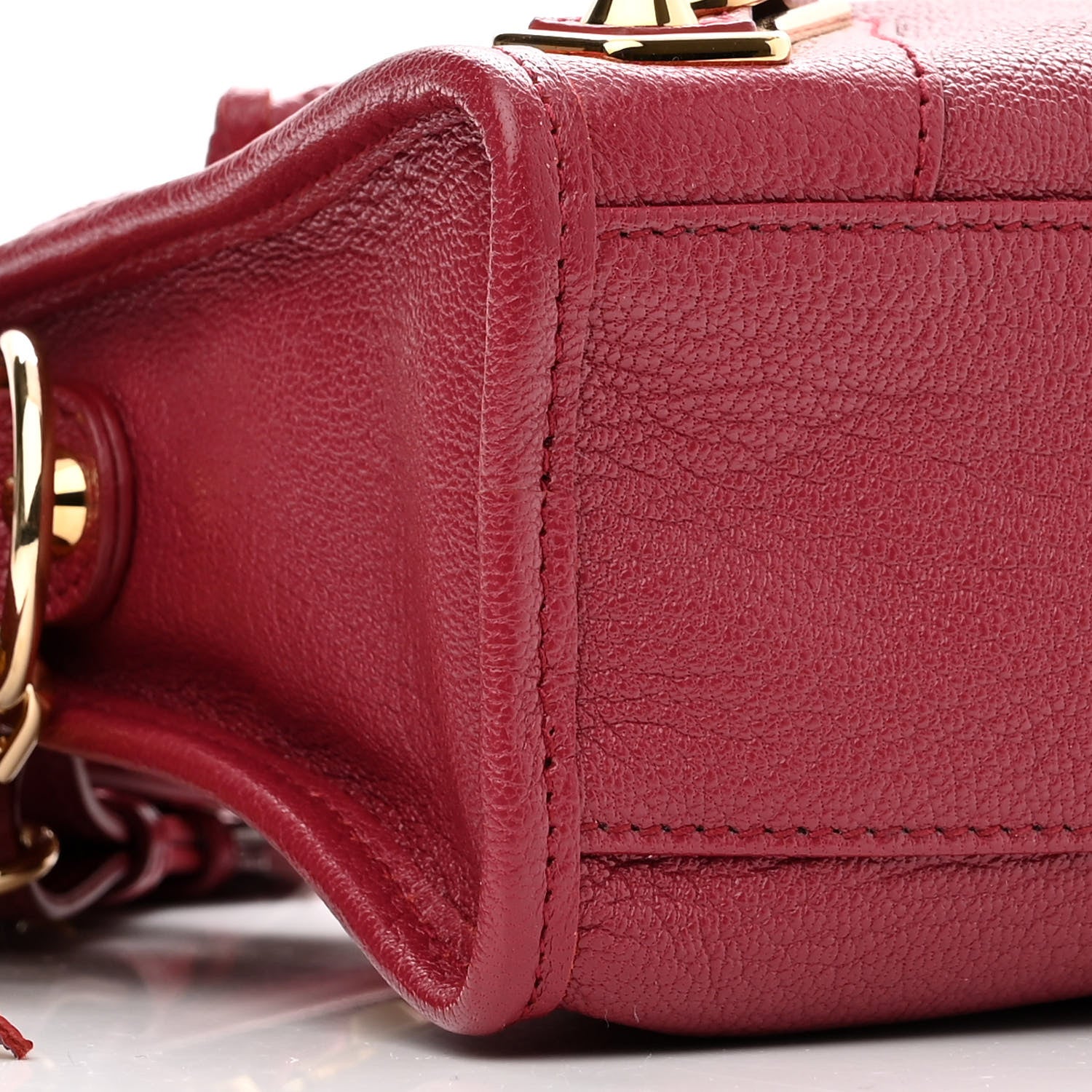 Balenciaga Chevre Gold Metallic Edge Hardware Mini City Rouge Grenat 9 of 10