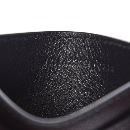 Saint Laurent Grain De Poudre Matelasse Chevron Monogram Credit Card Case Black 7 of 8