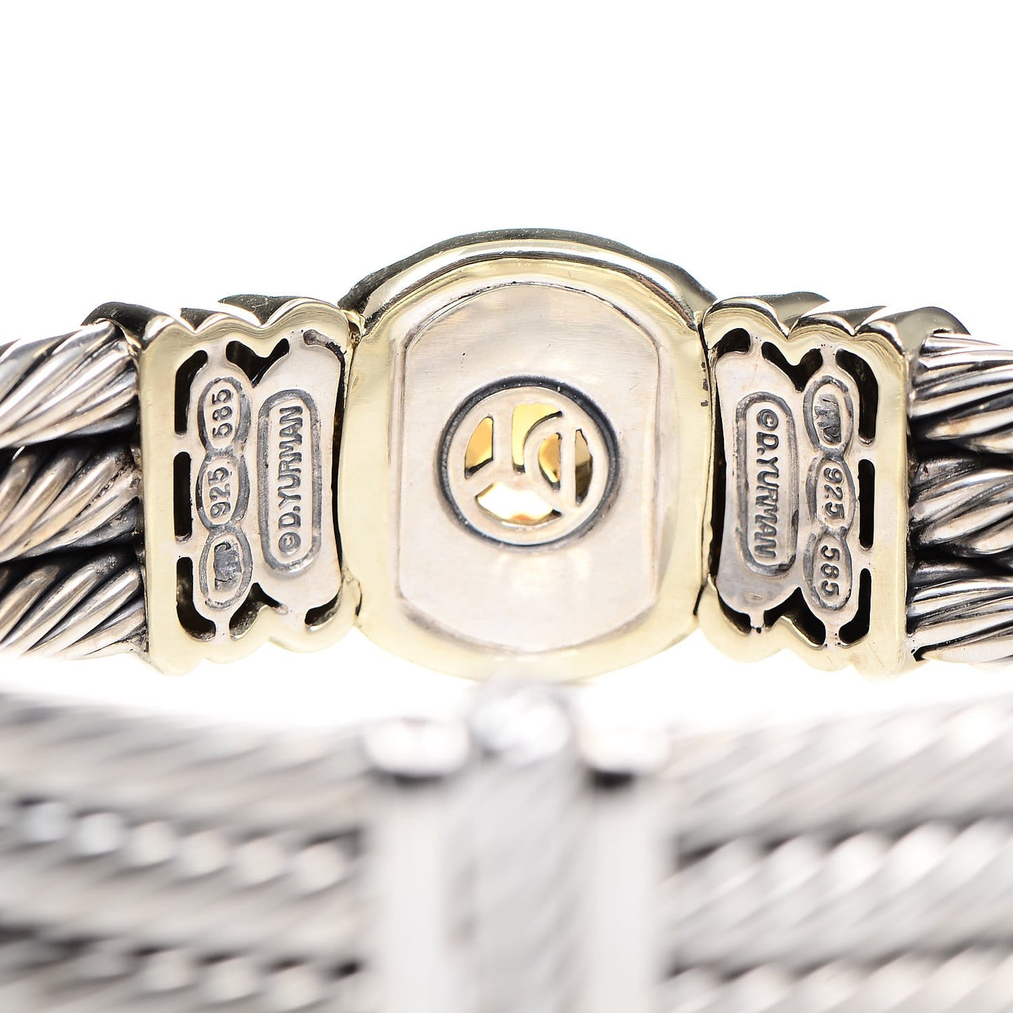 Sterling Silver 14K Yellow Gold Citrine Triple Cable Bracelet M