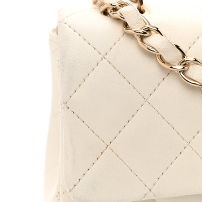 Chanel Lambskin Quilted Mini Rectangular Flap White Black 12 of 14