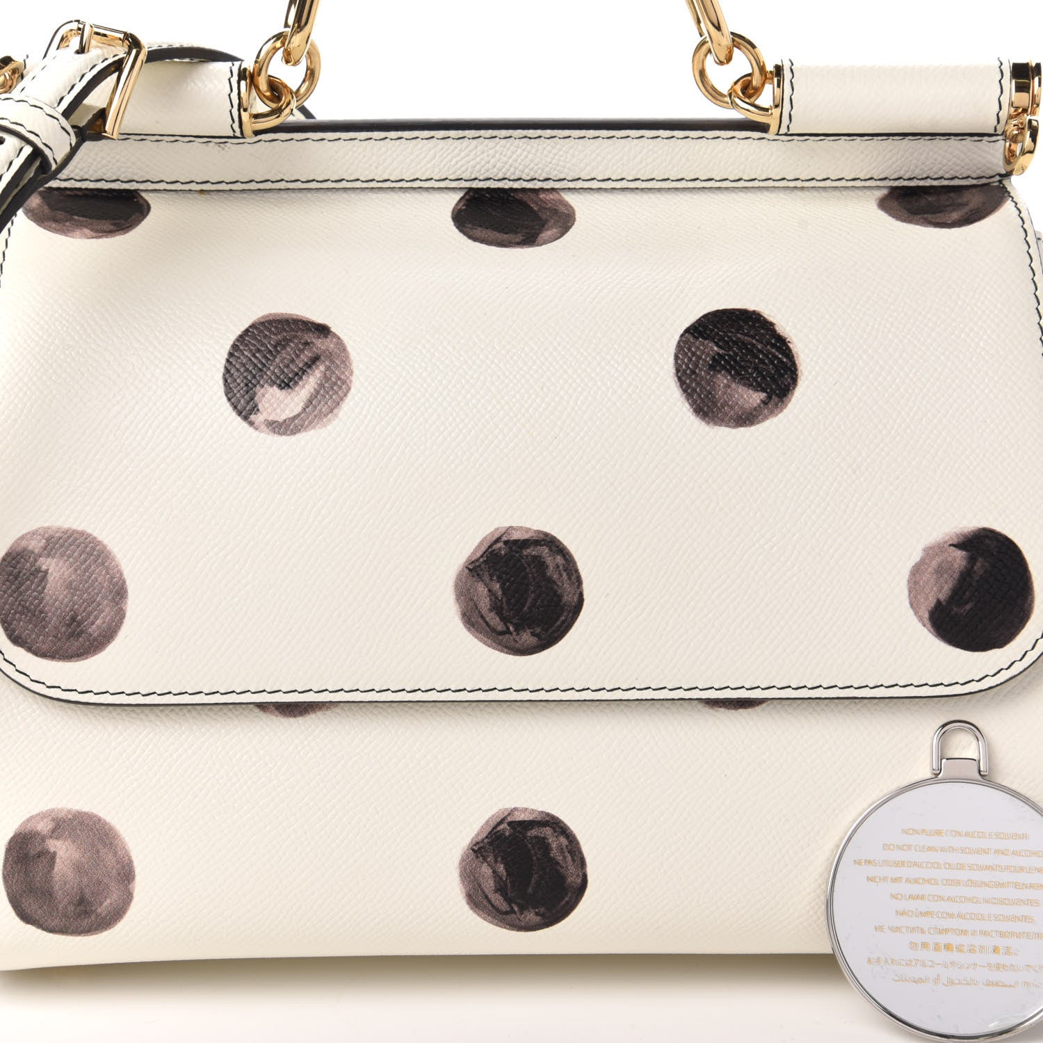 Dolce & Gabbana Vitello Polka Dot Medium Miss Sicily Satchel White 9 of 9