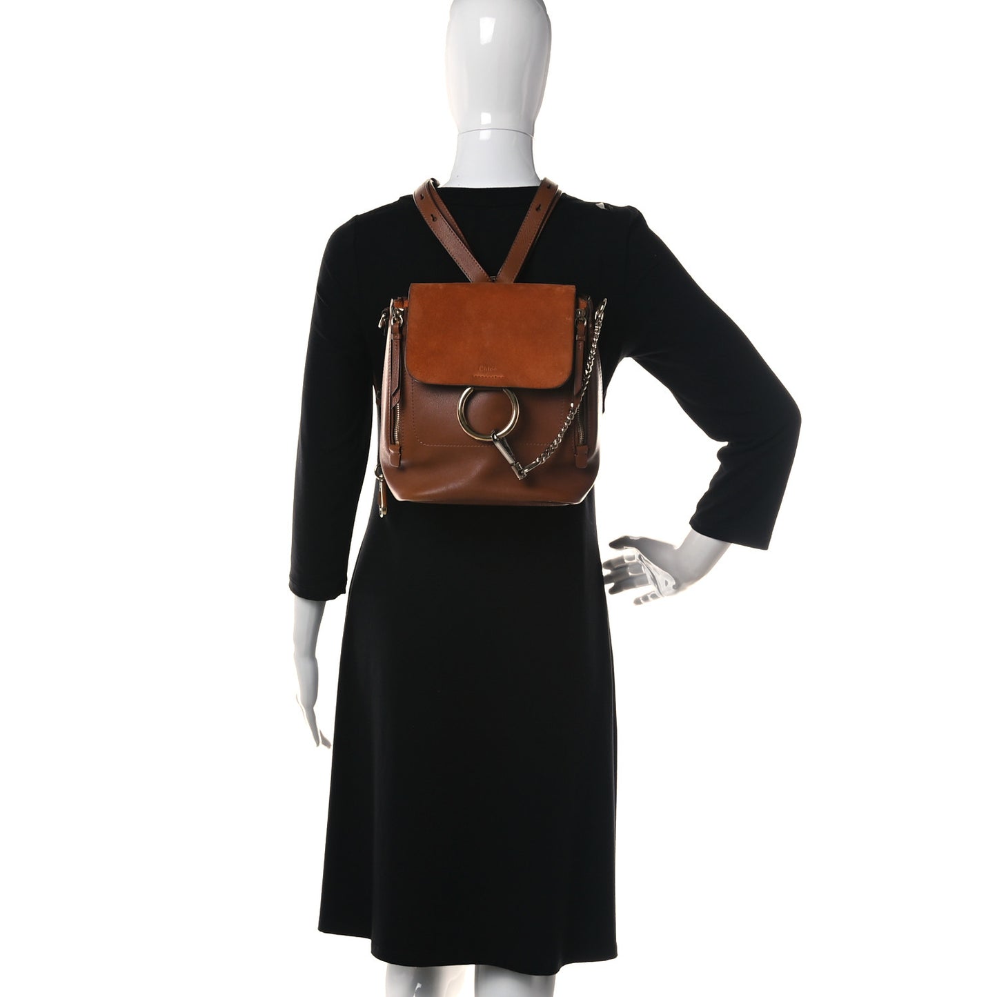Suede Calfskin Medium Faye Backpack Tan