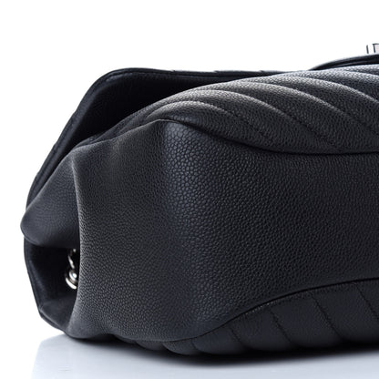 Chanel Caviar Chevron Quilted Large Puffy CC Flap Black 8 of 9