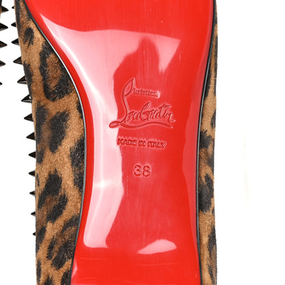 Christian Louboutin Calf Hair Spike Leopard Print Flats 38 Brown 6 of 7