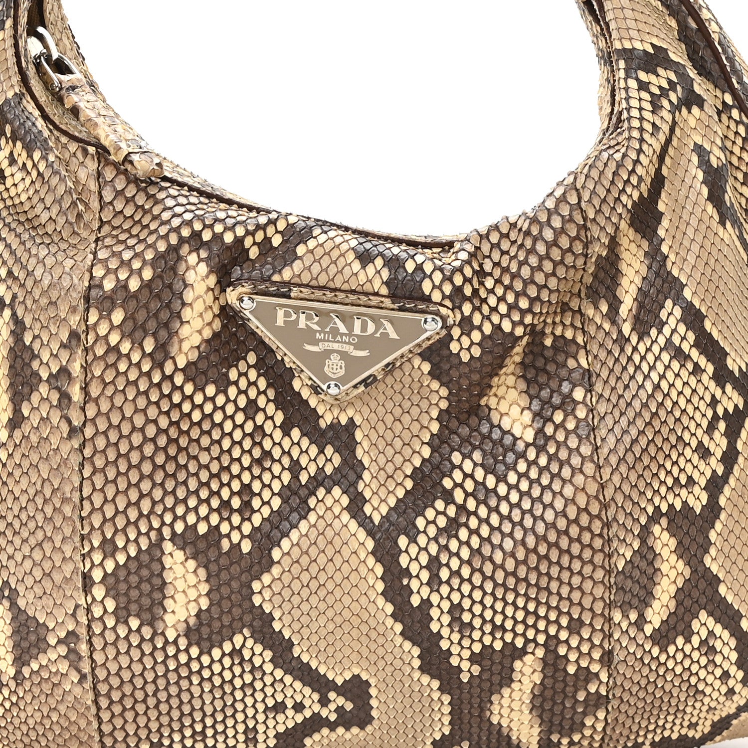 Prada Snakeskin Logo Hobo Roccia 8 of 11