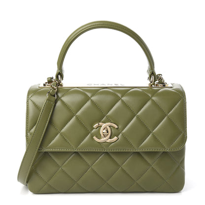 Chanel Lambskin Quilted Small Trendy CC Flap Dual Handle Bag Green 1 of 12