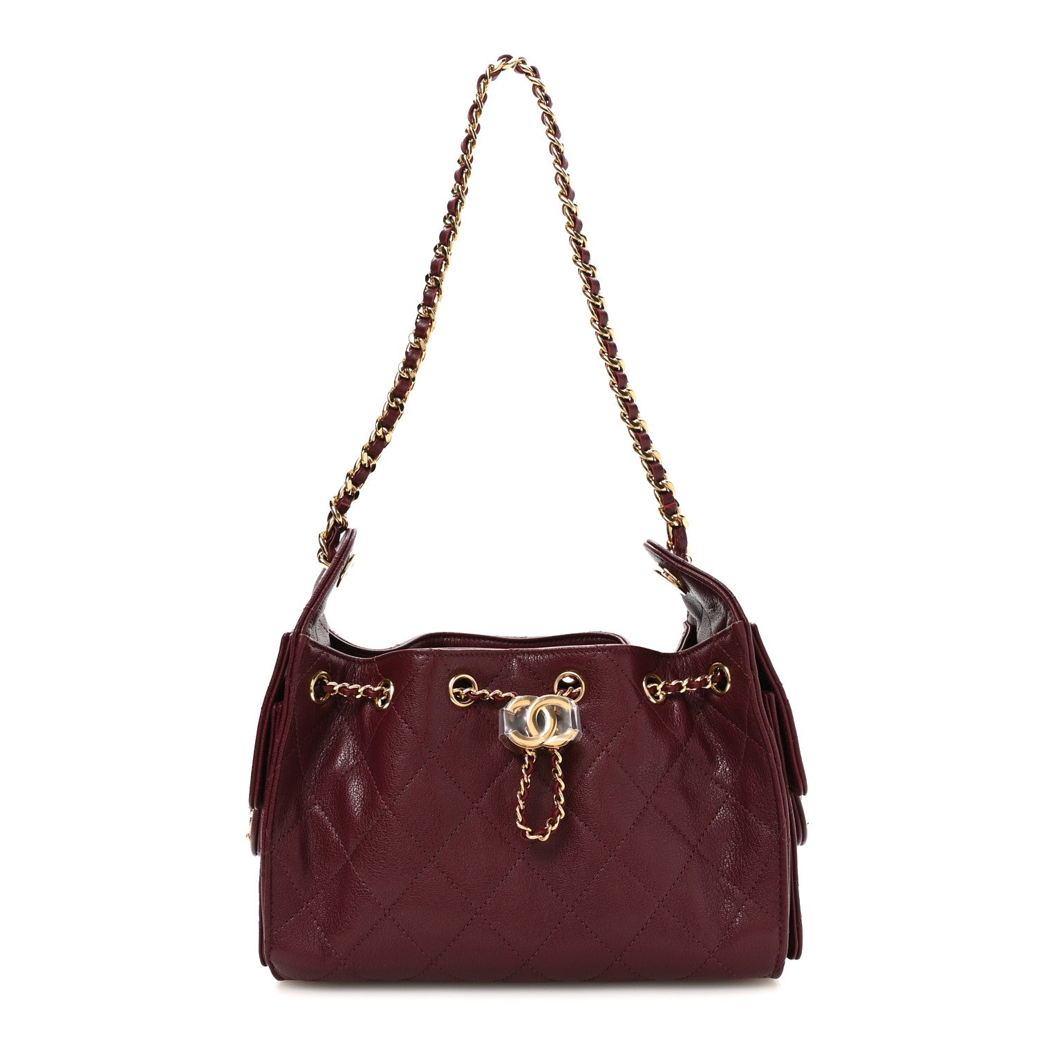 Chanel Goatskin Quilted Small Chanel 25 Handbag Dark Burgundy 1 of 10