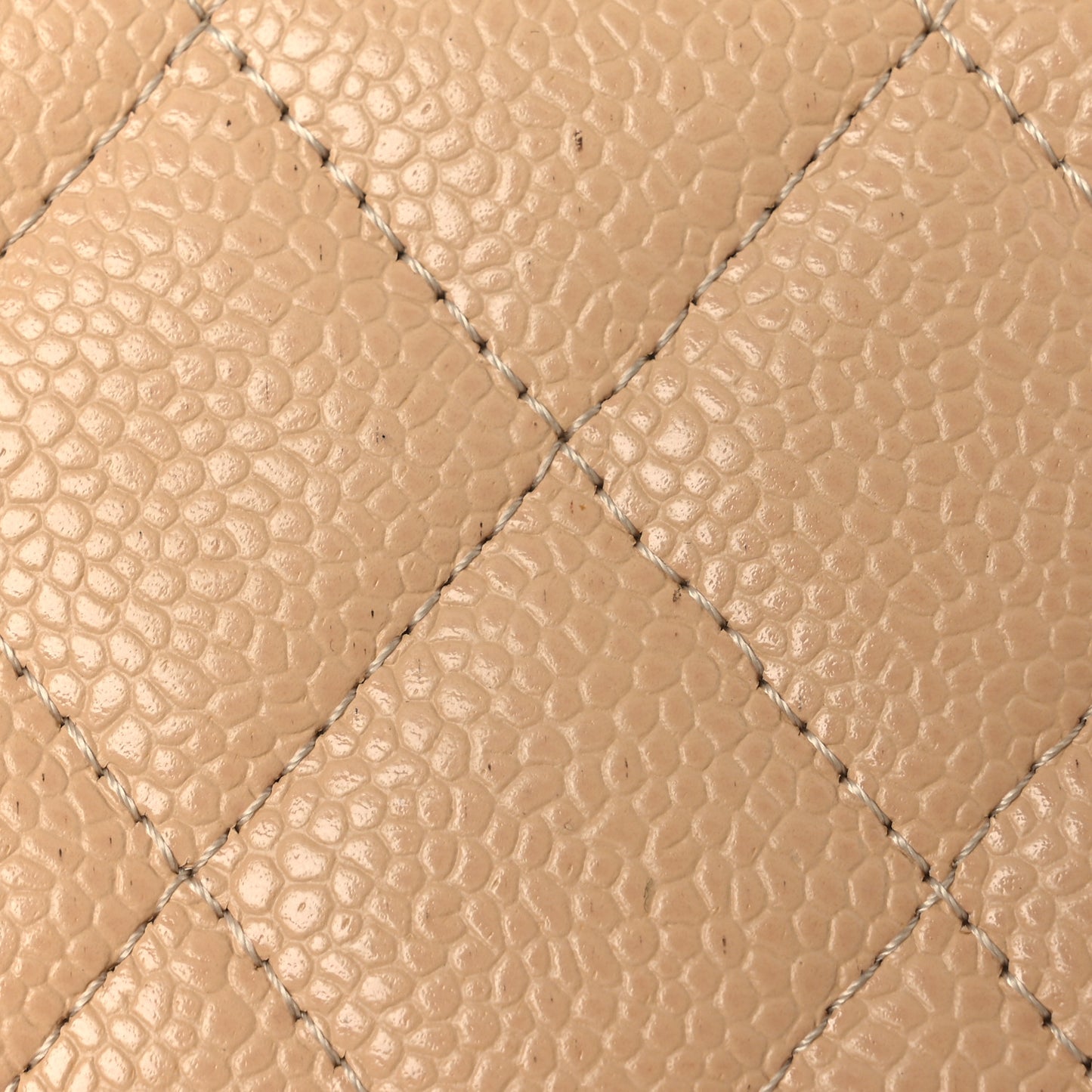 Caviar Quilted Large Gusset Flap Wallet Beige