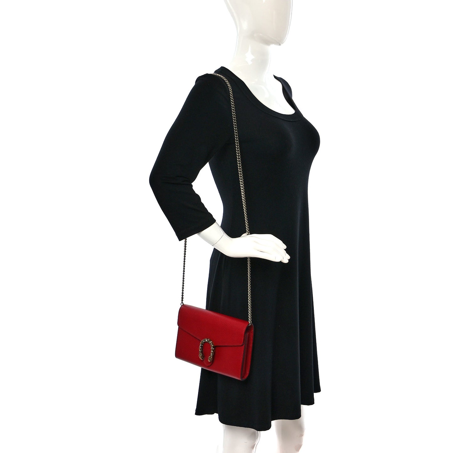 Calfskin Mini Dionysus Chain Wallet Hibiscus Red