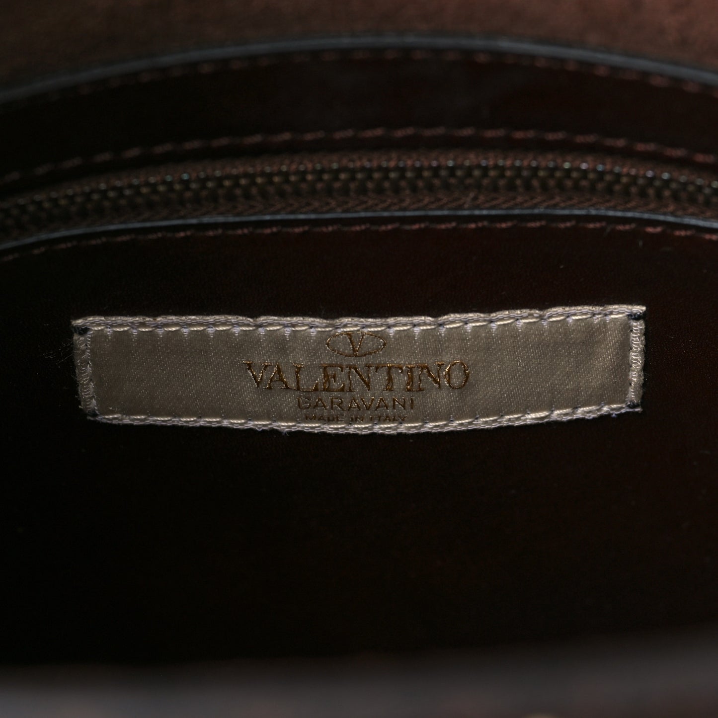 Calfskin Embossed Studded Medium My Rockstud Frame Bag Cacao
