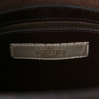 Valentino Garavani Calfskin Embossed Studded Medium My Rockstud Frame Bag Cacao 6 of 9