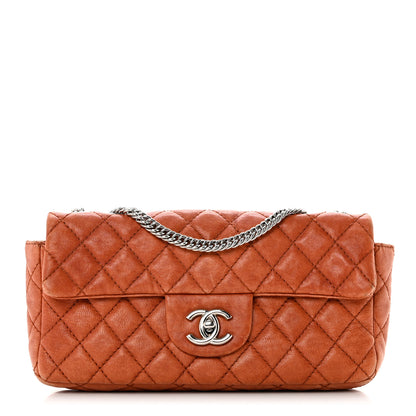 Chanel Glazed Lambskin Quilted Bijoux Chain East West Flap Dark Orange 1 of 10