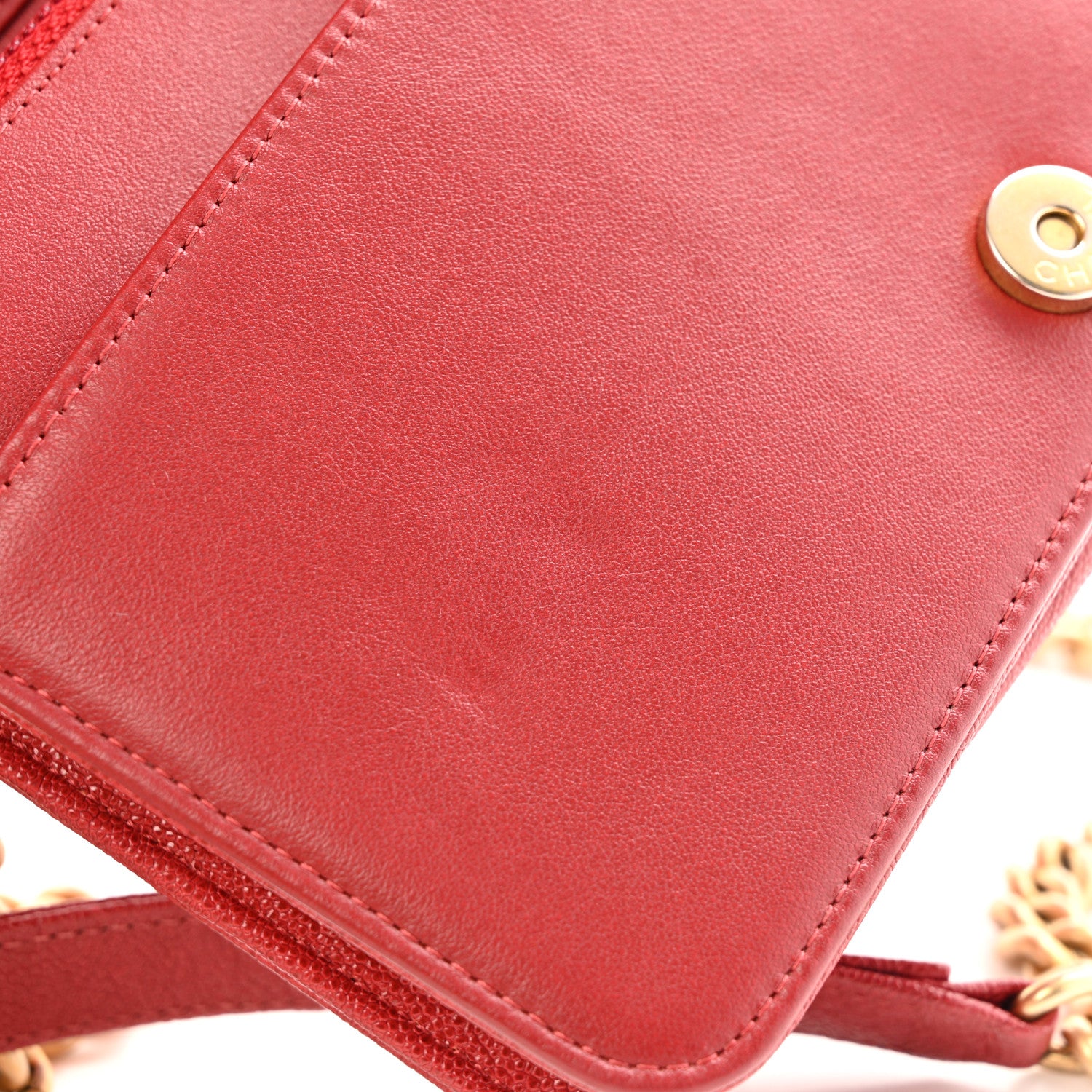 Chanel Caviar Quilted Boy Wallet On Chain WOC Red 13 of 13