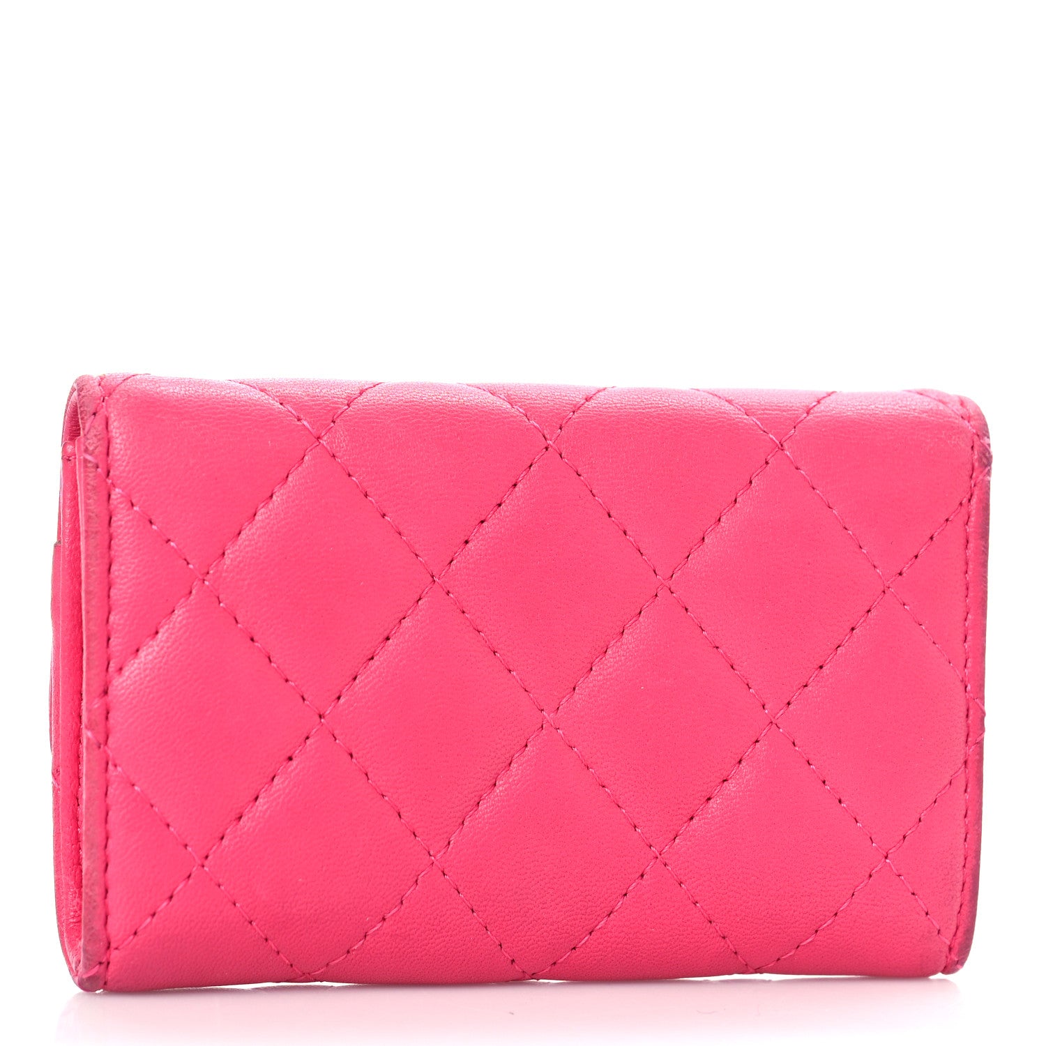 Chanel Lambskin Quilted Flap Card Holder Dark Pink 2 of 14