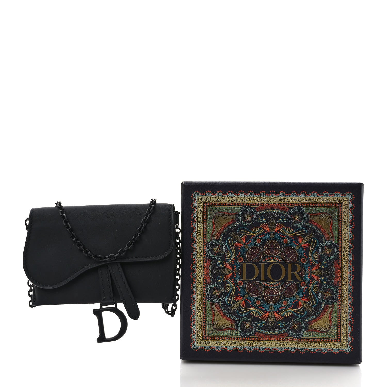 Christian Dior Ultra Matte Calfskin Nano Saddle Chain Pouch Black 9 of 9