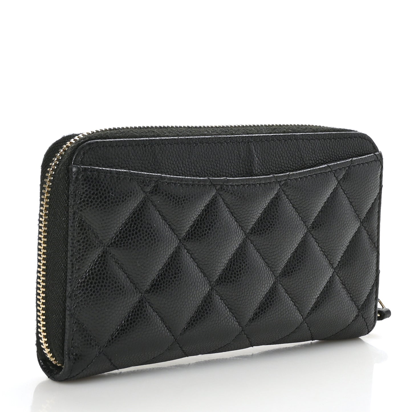 Caviar Quilted Medium Zip Around Wallet Black