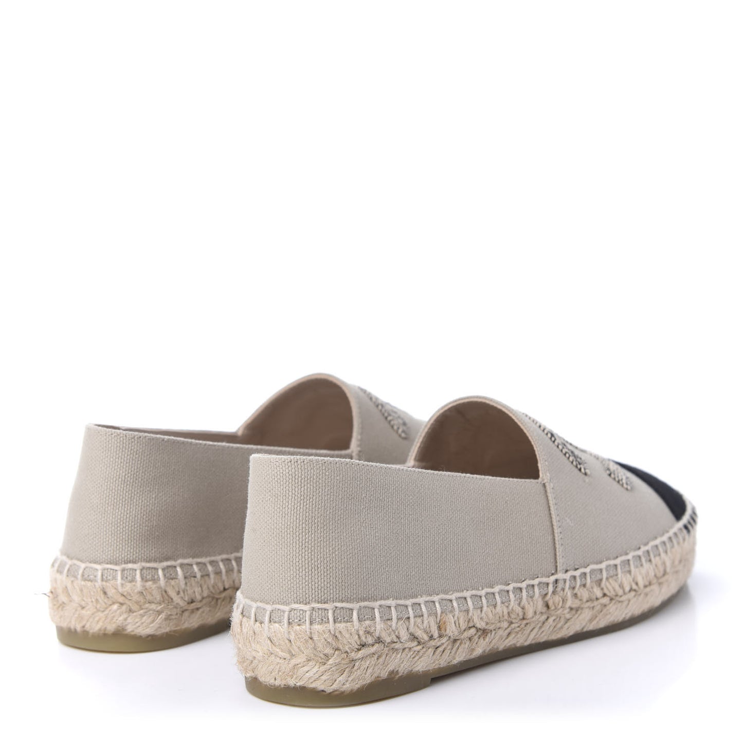 Canvas Grosgrain CC Espadrilles 36 Beige Black