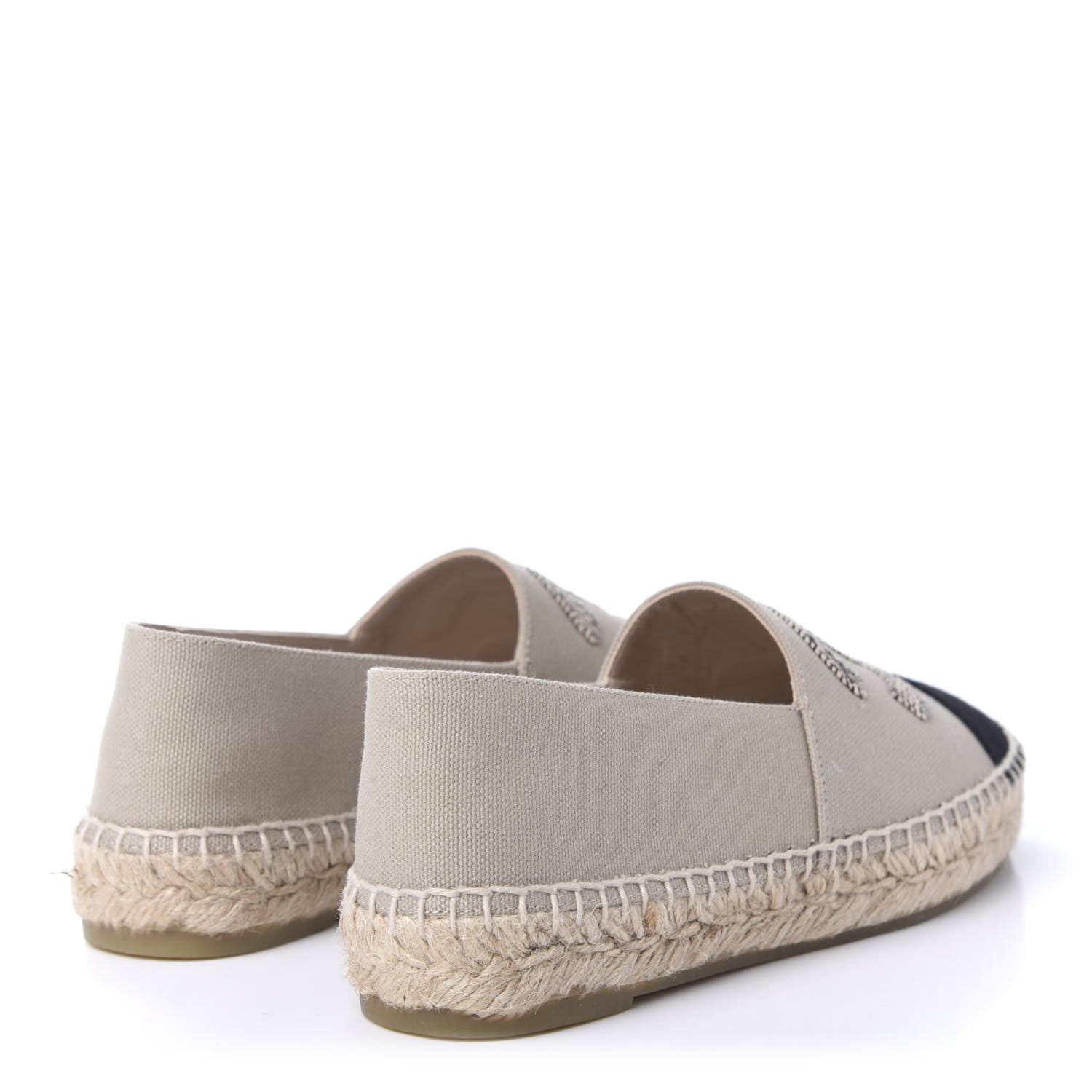 Chanel Canvas Grosgrain CC Espadrilles 36 Beige Black 4 of 9