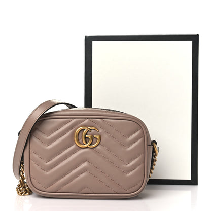 Gucci Calfskin Matelasse Mini GG Marmont Chain Shoulder Bag Porcelain Rose 11 of 11